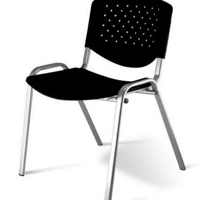 Cadeira Design Office Móveis Empilhável, Linha Polipropileno Atenas - Preto