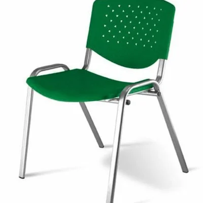 Cadeira Design Office Móveis Empilhável, Linha Polipropileno Atenas - Verde
