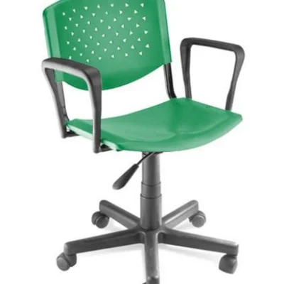 Cadeira Design Office Giratória, Linha Polipropileno Atenas, Com Braços, Verde