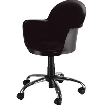 Cadeira Design Office Giratória, Linha Polipropileno Moon, Base Cromada, Marrom