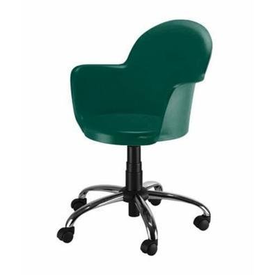 Cadeira Design Office Giratória, Linha Polipropileno Moon, Base Cromada, Verde