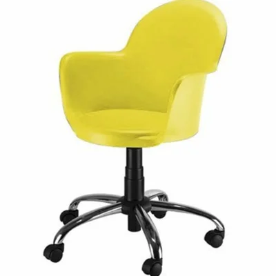 Cadeira Office Design Office até 120 kg, Giratória, Base Cromada, Linha Polipropileno, Moon Amarelo