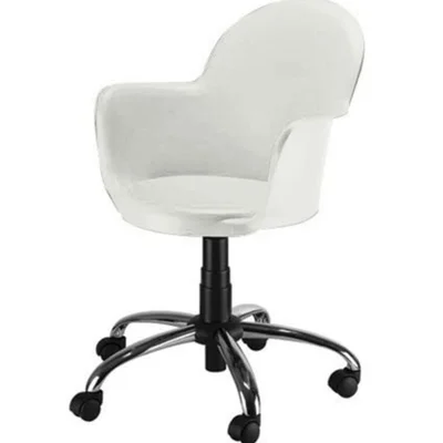 Cadeira Office Design Office até 120 kg, Giratória, Base Cromada, Linha Polipropileno, Moon Branco