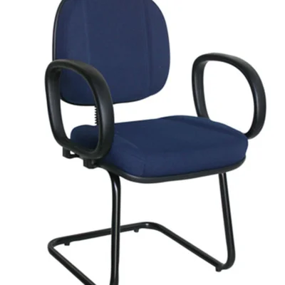 Cadeira Design Office Móveis Gerente, Com Base Fixa Em S, Com Braço, Classic - Azul