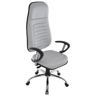 Cadeira Presidente Design Office Móveis, até 120Kgs, Com Apoio De Cabeça, Linha Blenda, Cinza