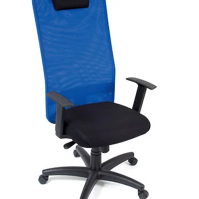 Cadeira Design Office Móveis Presidente, Até 120 Kg, Com Apoio De Cabeça, Tela Mesh - Azul