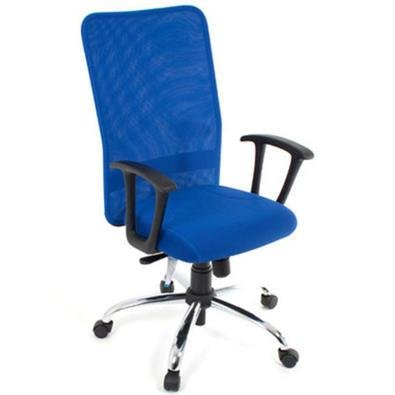 Cadeira Presidente Design Office Móveis, até 120Kgs, Base Cromada, Linha Tela Mesh, Azul