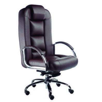 Cadeira Design Office Móveis Presidente Luxuosa Com Braços Fixos Linha Firenze Marrom
