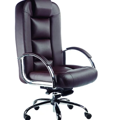 Cadeira Design Office Móveis Presidente Luxuosa Com Braços Fixos Linha Firenze Marrom