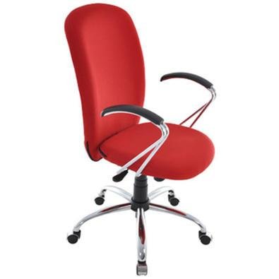 Cadeira Office Presidente, Com Braços E Base Cromada, Linha Lombar, Vermelho