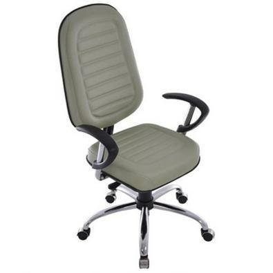 Cadeira  Design Office Móveis Presidente, Com Base Cromada, Blenda - Cinza