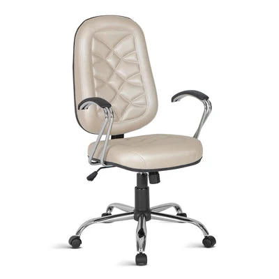Cadeira Design Office Móveis Presidente Para Escritório C/costura Linha Bari Bege