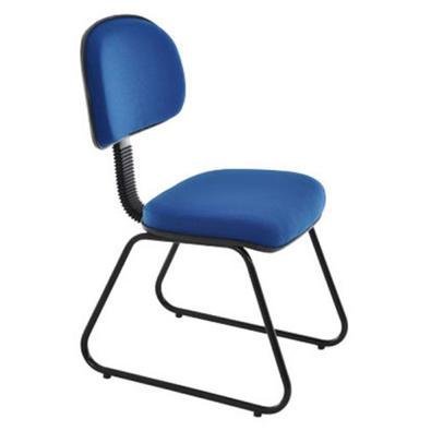 Cadeira Secretária Design Office Móveis Com Base Fixa Trapézio Linha Robust Azul