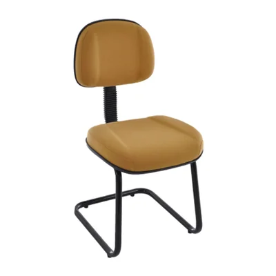 Cadeira Secretária Design Office Móveis Com Base Fixa Em S Linha Classic Amarelo