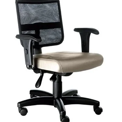 Cadeira Design Office Móveis Secretária, Até 120 Kg, Com Braços, Tela Mesh - Bege