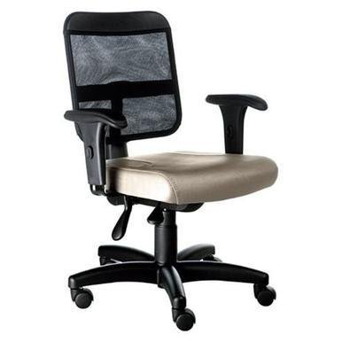 Cadeira Design Office Móveis Secretária, Até 120 Kg, Com Braços, Tela Mesh - Bege