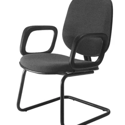 Cadeira Office Design Office Móveis Diretor, até 120 kg, Com Braços, Base Fixa Em S, Linha Uno, Preto