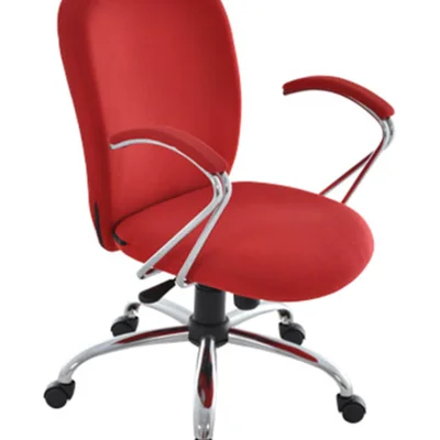 Cadeira Office Design Office Móveis Diretor, até 120 kg, Com Braços e Base Cromados, Linha Lombar, Vermelho