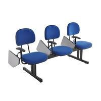 Cadeira Office Design Office Móveis Executiva, Em Longarina, até 120 kg, Com 3 Lugares, Linha Robust, Azul