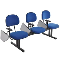 Cadeira Office Design Office Móveis Executiva Em Longarina, até 120 kg, Com 3 Lugares, Linha Robust, Azul