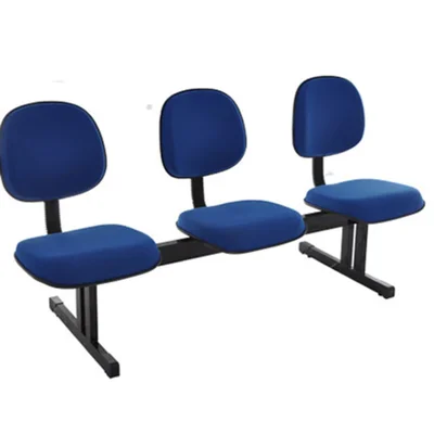 Cadeira Office Design Office Móveis Em Longarina, até 120 kg, Com 3 Lugares, Linha Robust, Azul