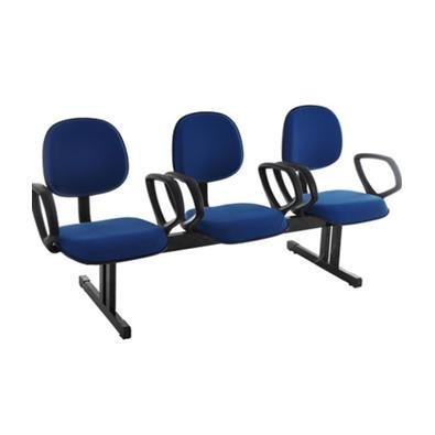 Cadeira Office Design Office Móveis Executiva Em Longarina, até 120 kg, Com 3 Lugares, Linha Robust, Azul