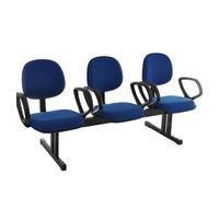 Cadeira Office Design Office Móveis Executiva Em Longarina, até 120 kg, Com 3 Lugares, Linha Robust, Azul