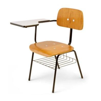 Cadeira Design Office Móveis Secretária Universitária, até 120kg, Base Fixa, Linha Madeira, Marrom
