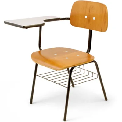 Cadeira Design Office Móveis Secretária Universitária, até 120kg, Base Fixa, Linha Madeira, Marrom