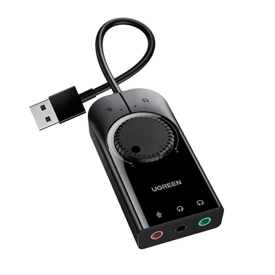 Adaptador Áudio Externo Ugreen, 3 Em 1 Interf. Usb 2.0 - 15cm