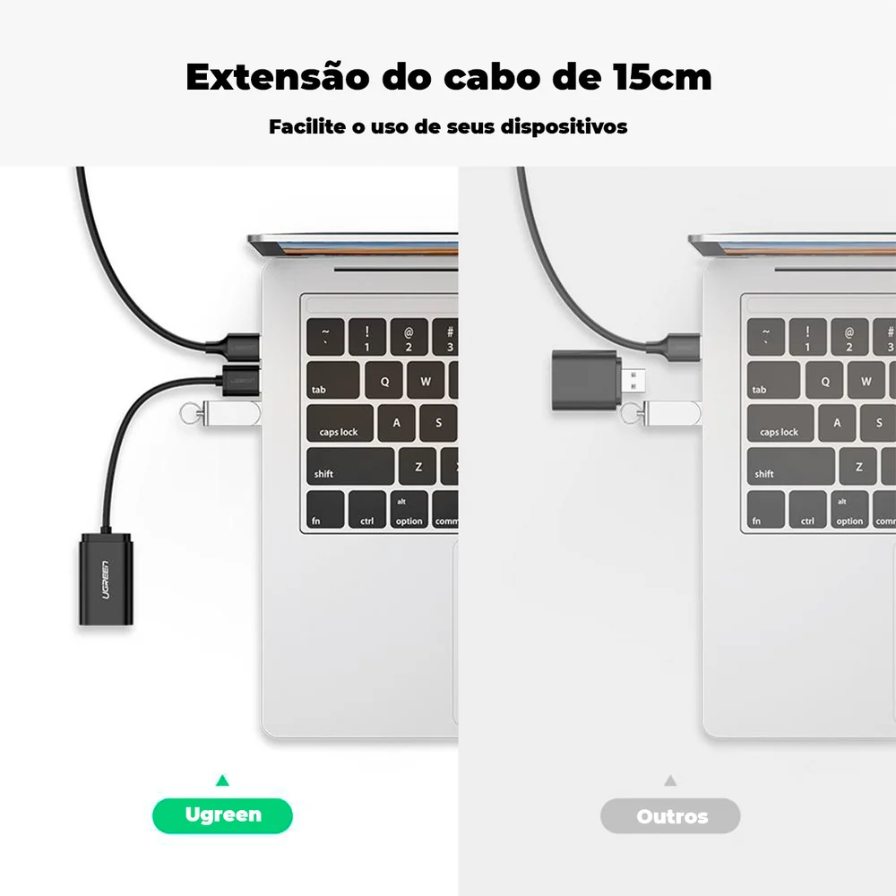 Imagem 3 de 5 do produto Adaptador De Áudio Externo Ugreen, Interface Usb 2.0 - Preto