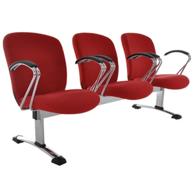 Cadeira Diretor, Design Office Móveis, Em Longarina, Com 3 Lugares, Linha Lombar - Vermelho