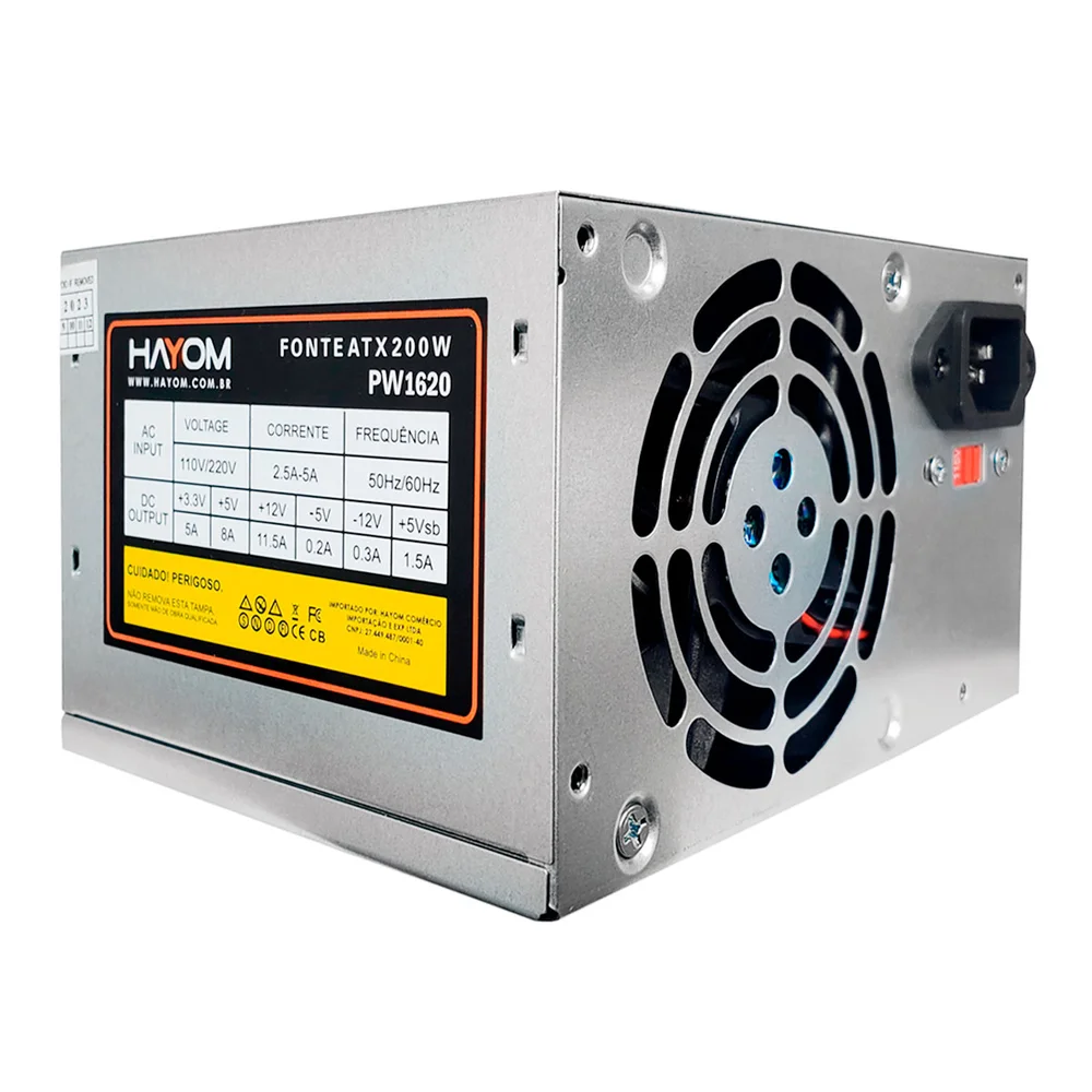 Imagem 2 de 5 do produto Fonte De Alimentação Hayom, ATX, 200W, Cabo De Força