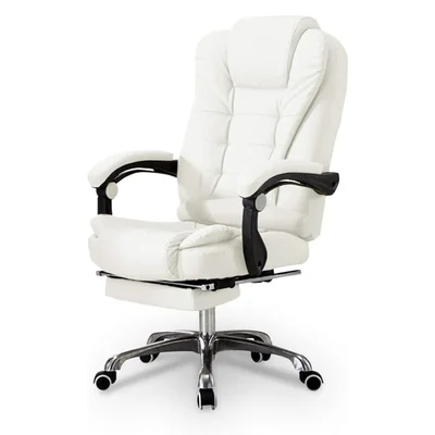 Cadeira Office Oficial Presidente, Ergonomica, Apoio Para Pés, Branca