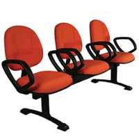Cadeira Design Office Executiva, até 120 kg, Longarina Com 3 Lugares, Plus, Vermelho