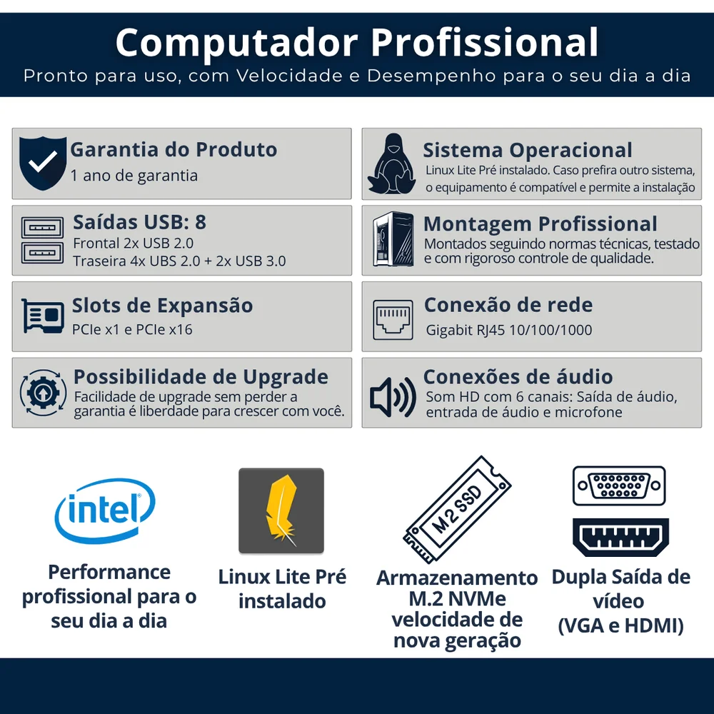 Computador Cev Alphapc Intel Core I5, 8GB, SSD M2 NVMe 240GB