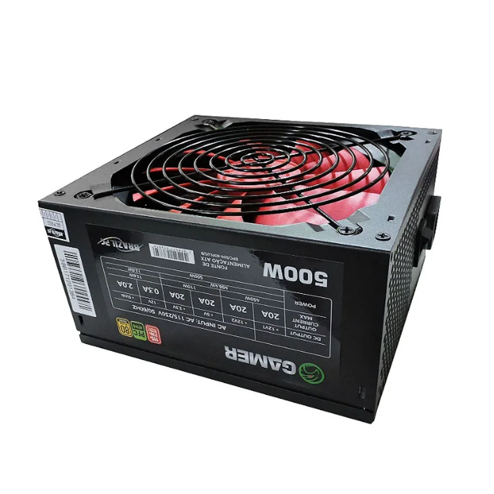 Imagem 2 de 5 do produto Fonte Brazilpc 500W Real, 80plus Bronze, 24 Pinos, ATX