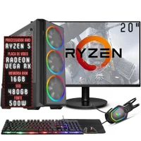 "PC Gamer Completo 3green Force AMD Ryzen 5, 16GB RAM, Radeon RX, SSD 480GB + Monitor 20"", 75hz - 3gfo-032"