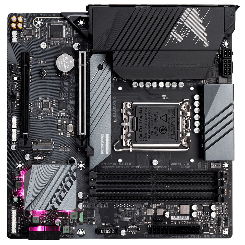 Imagem 2 de 5 do produto Placa Mãe Gigabyte B760m Aorus Elite, Intel 13ª/12ª Geração, LGA 1700, DDR5, Micro ATX