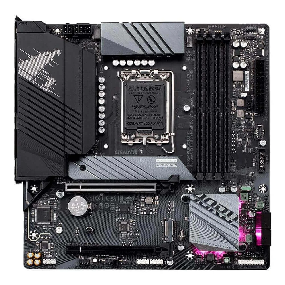 Imagem 3 de 5 do produto Placa Mãe Gigabyte B760m Aorus Elite, Intel 13ª/12ª Geração, LGA 1700, DDR5, Micro ATX