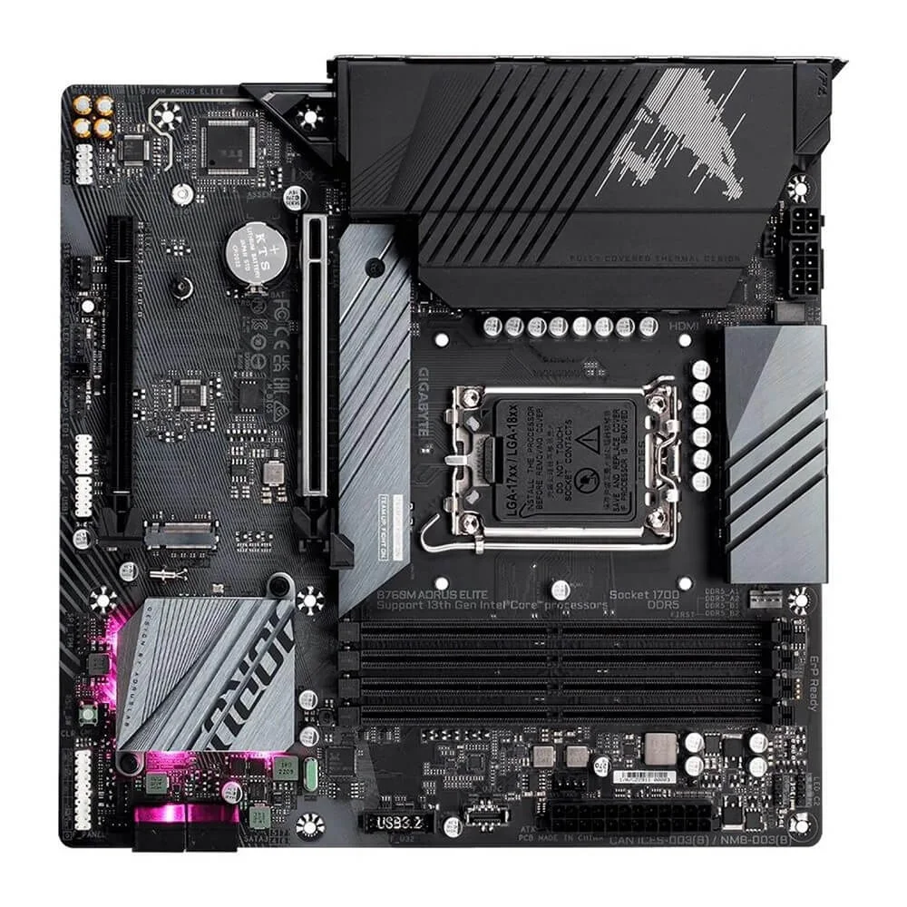 Imagem 5 de 5 do produto Placa Mãe Gigabyte B760m Aorus Elite, Intel 13ª/12ª Geração, LGA 1700, DDR5, Micro ATX