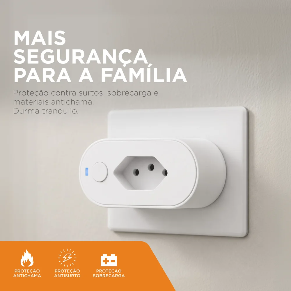 Imagem 2 de 5 do produto Plugue De Tomada Inteligente, 10a Bivolt 1600w, Wi-fi, Controle Por App Alexa Google, Branco, Shpt400, Elg