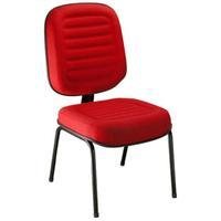 Cadeira Design Office Móveis Diretor Sem Braços Linha Blenda, Base Fixa Palito - Vermelho