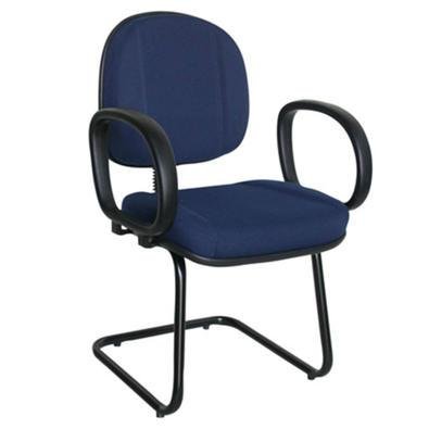 Poltrona Gerente Com Base Fixa Em S Com Braço Linha Classic, Azul