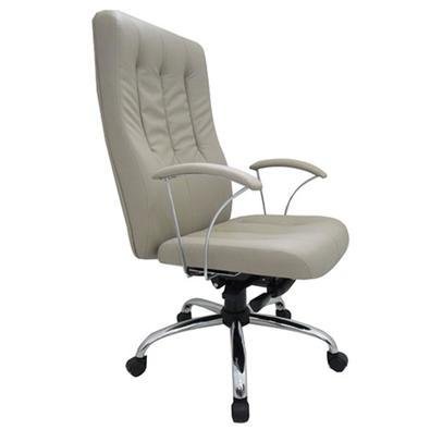 Poltrona Design Office Móveis Presidente, Base Cromada Linha Paris, Cinza