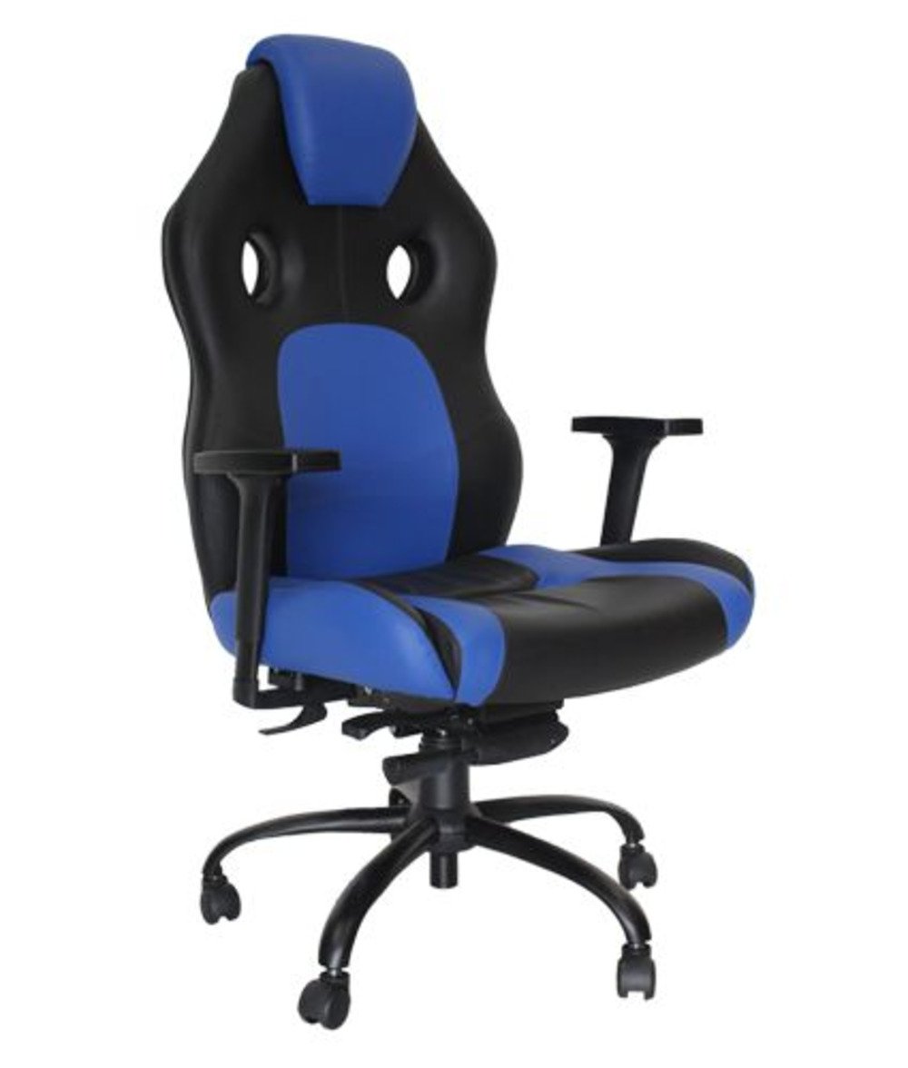 Cadeira Gamer Design Office Móveis Giratória Com Braço, Linha Gamer Racing - Azul