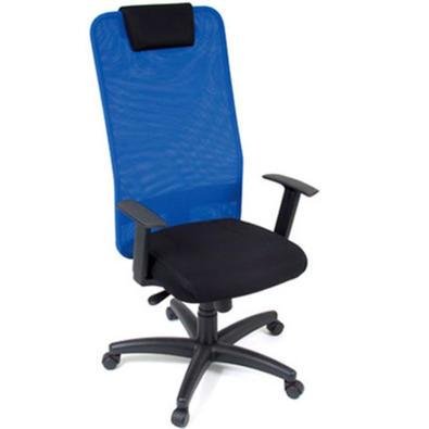 Cadeira Office Presidente Design Office Móveis, Com Apoio De Cabeça, Linha Tela Mesh - Azul e Preto