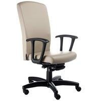 Poltrona Design Office Móveis Presidente Luxuosa, Com Braços Fixos, Linha Alpha, Bege
