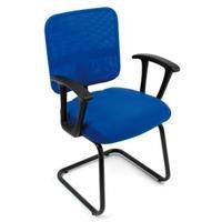 Poltrona Design Office Móveis Secretária Base Fixa Em S Linha Tela Mesh, Azul