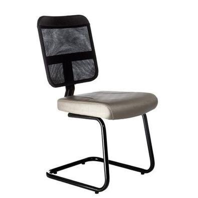 Cadeira Office Secretária, Design Office Móveis, Base Fixa Em S, Linha Tela Mesh - Bege
